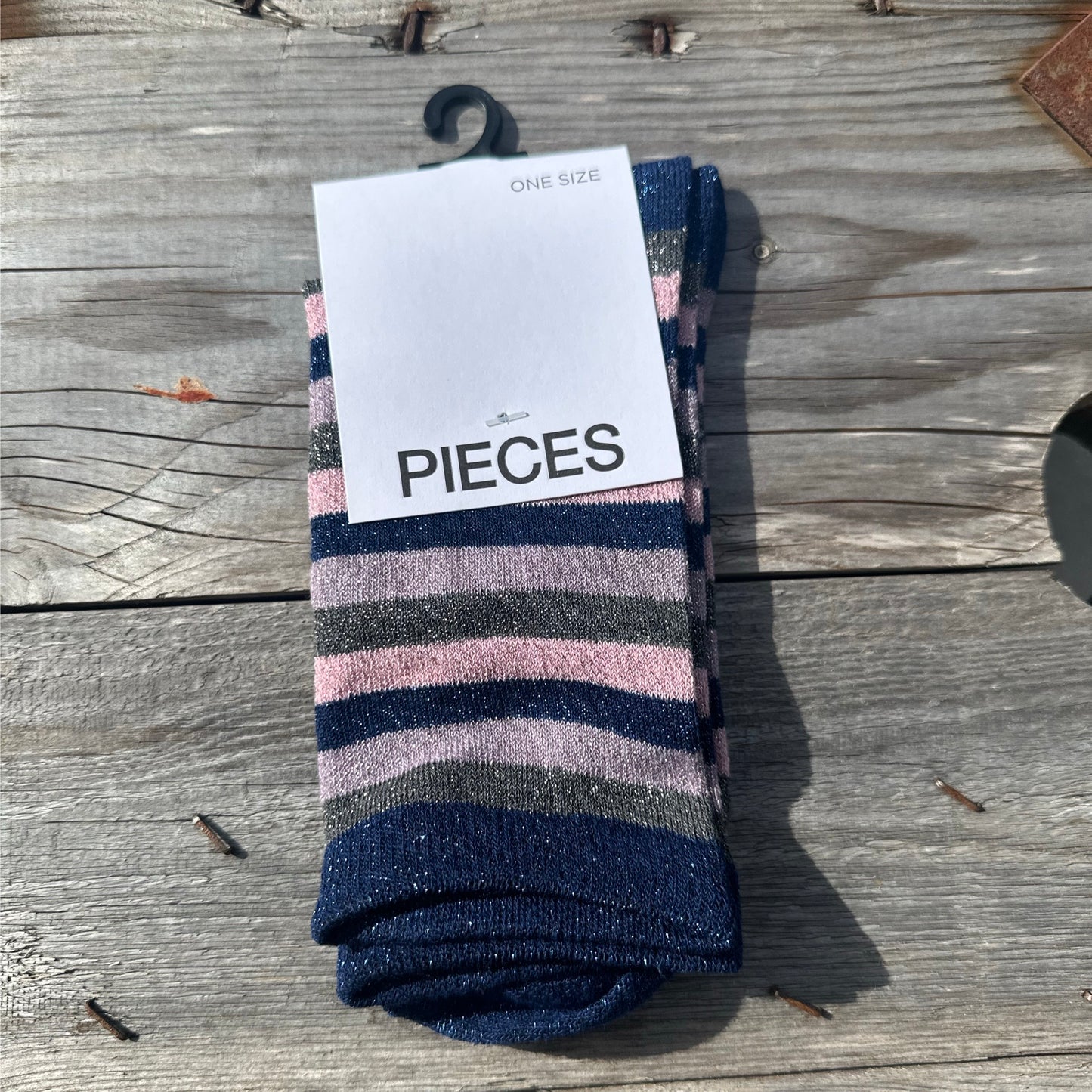 Pieces - PC glimmer socks - Lyserød/lilla/blå