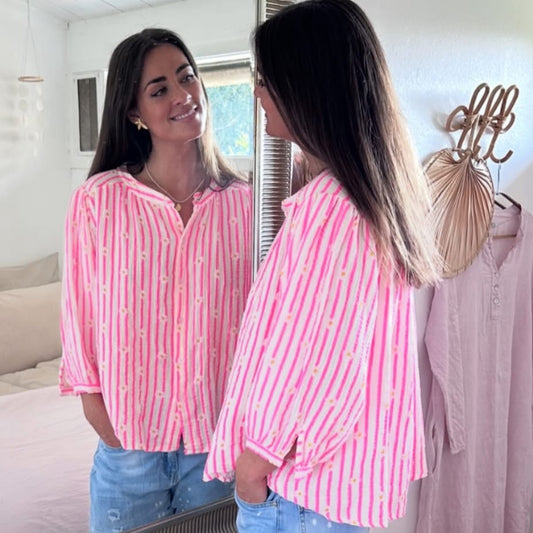 Hello U - Mathilde bluse - Pink stripe - Merle og Wilde ApS