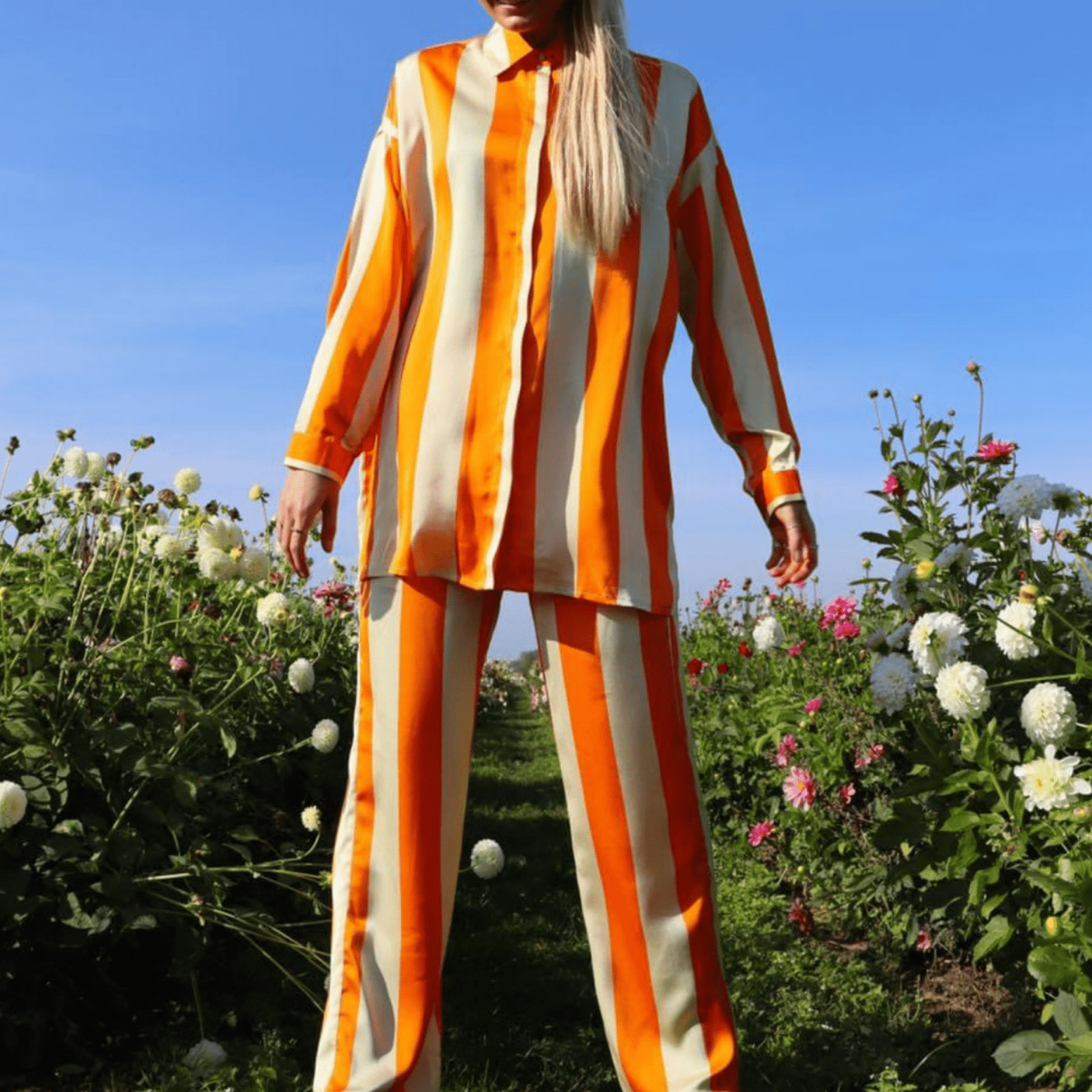 Liberte - Felina-LS-pants - Orange Gold stripe - Merle og Wilde