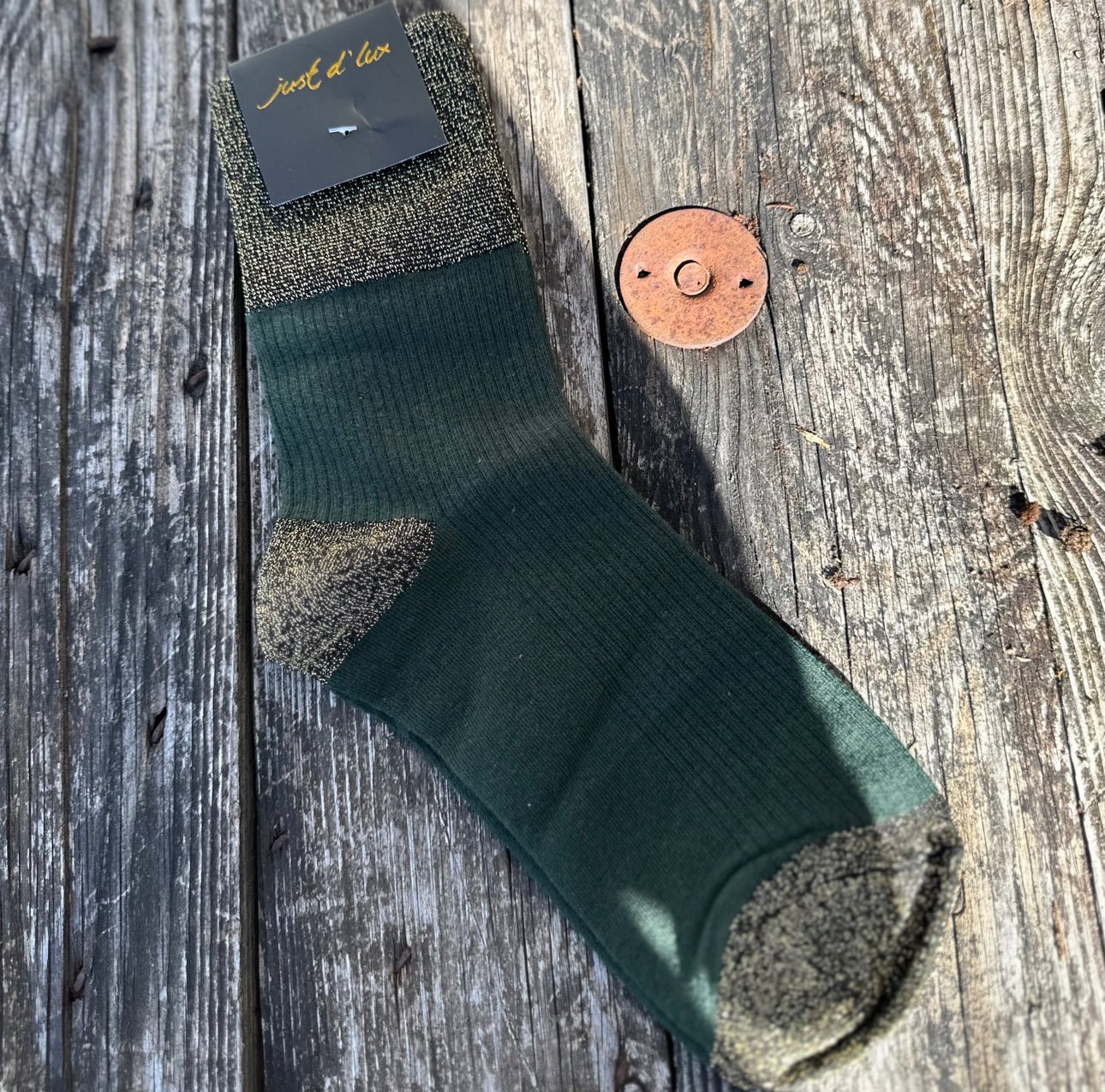 Just d’ lux - Lurex ankel socks - green/gold - Merle og Wilde