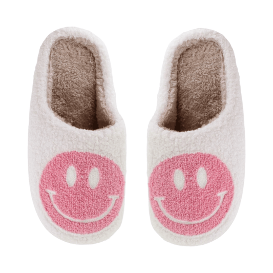Bystær - Børn smiley slippers - Hvid/pink - Merle og Wilde