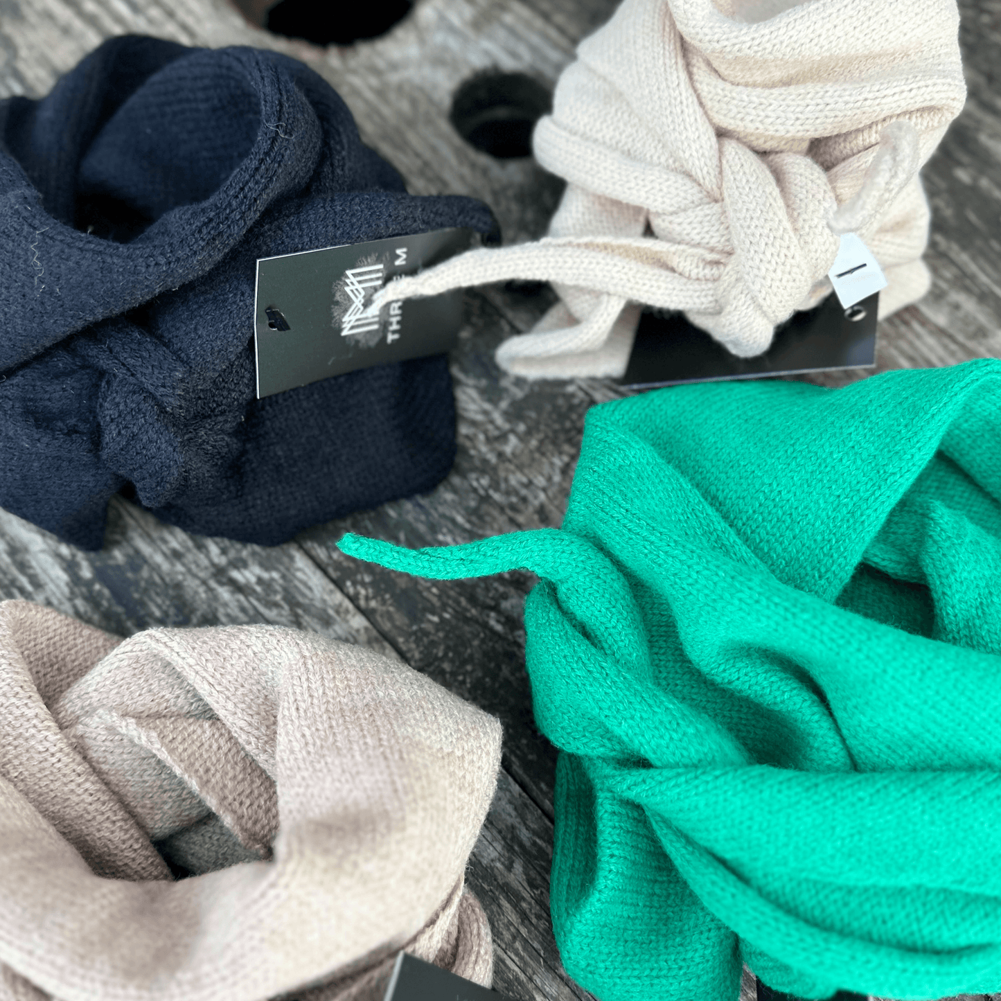 Three m - Knit (strikkede) mini tørklæder - Grøn - Merle og Wilde