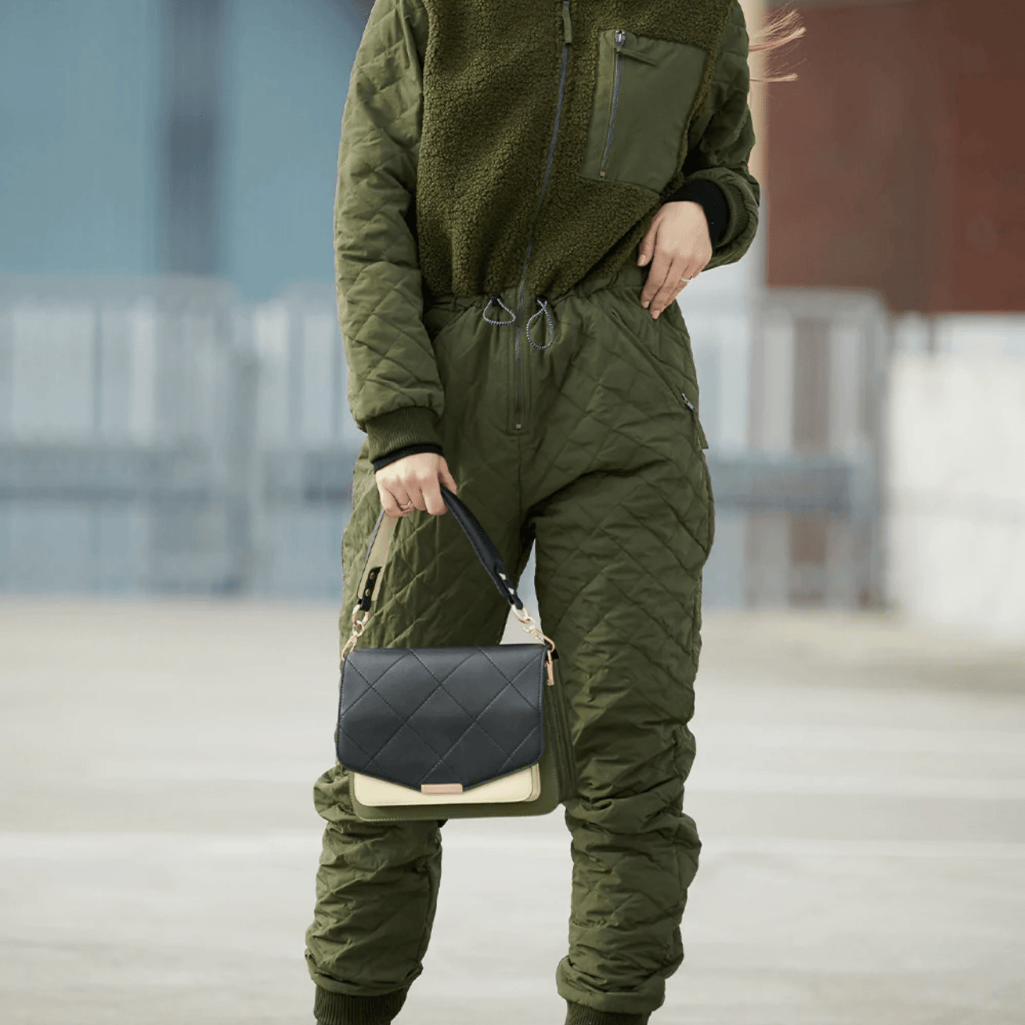 Noella - Ana Quilt Jumpsuit/ Termodragt - Army