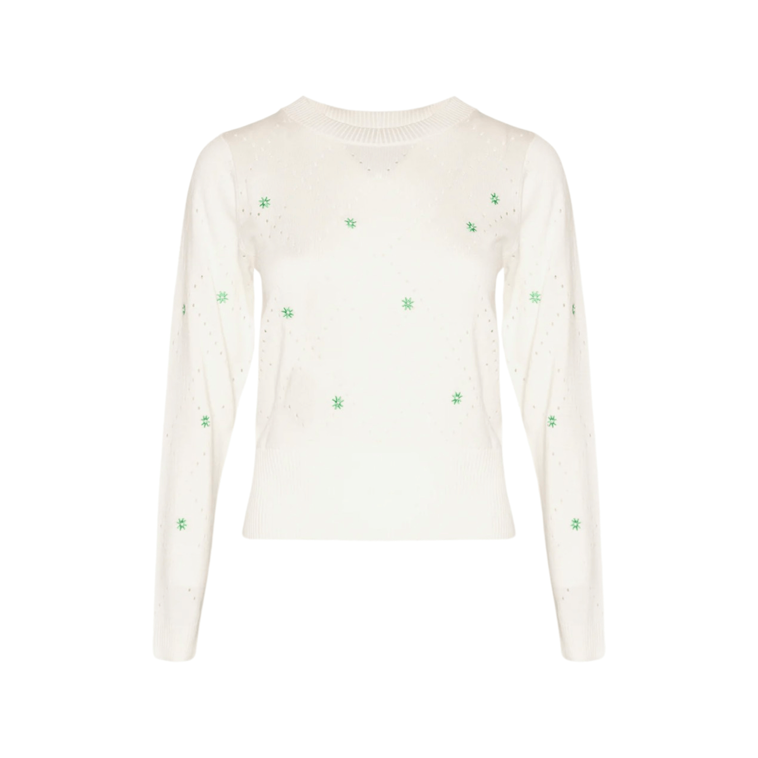 Noella - Julie Knit sweater Long - Off White/green - Merle og Wilde